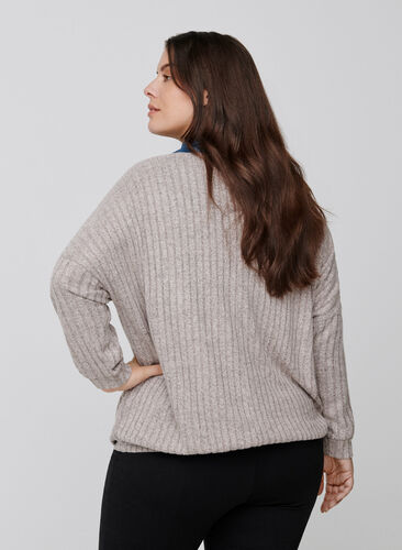 Long-sleeved textured blouse, Ash Rose Mel., Model image number 1