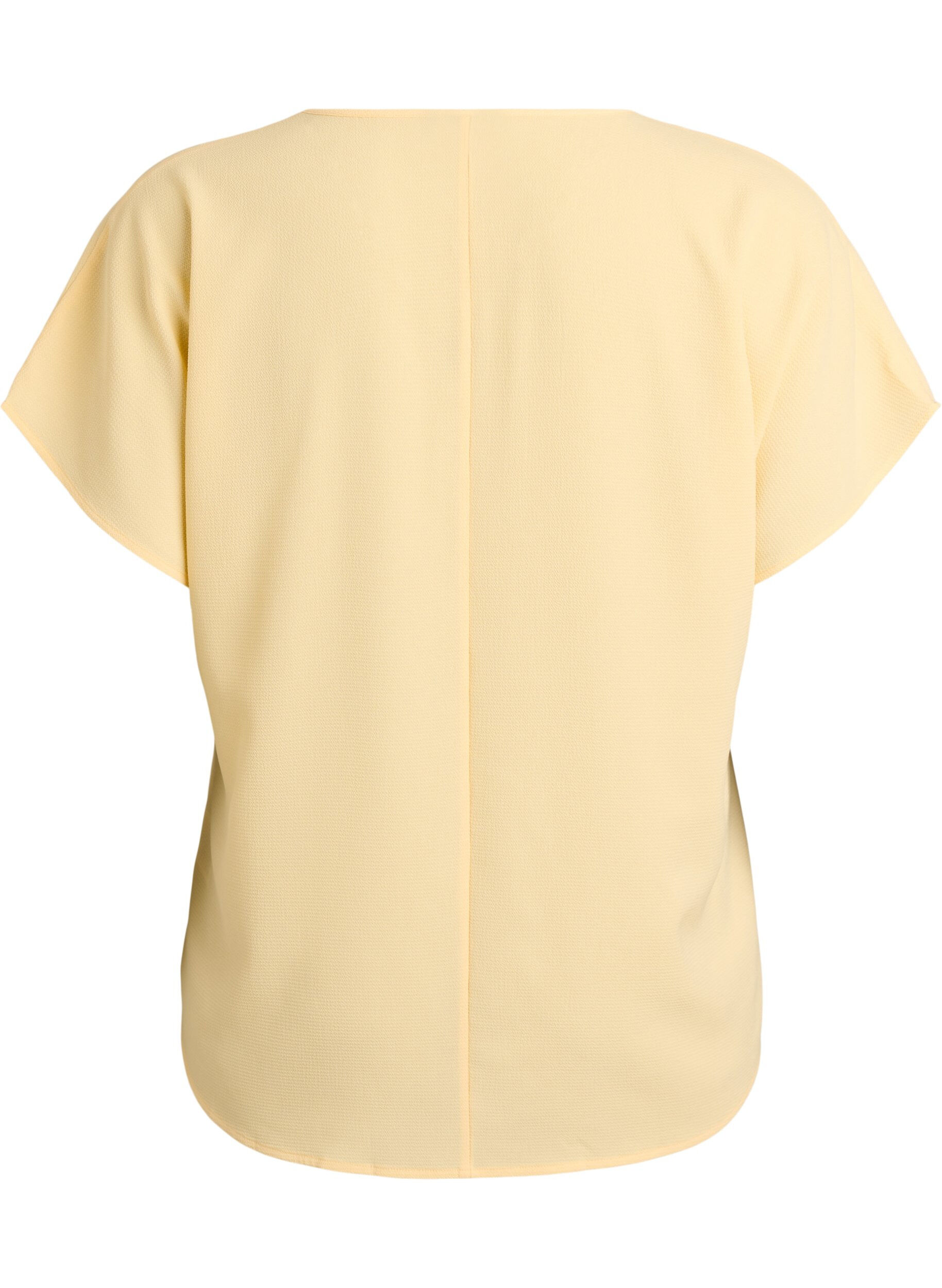 Zizzifashion Blouse with short sleeves and a round neckline, Yellow, Packshot image number 1