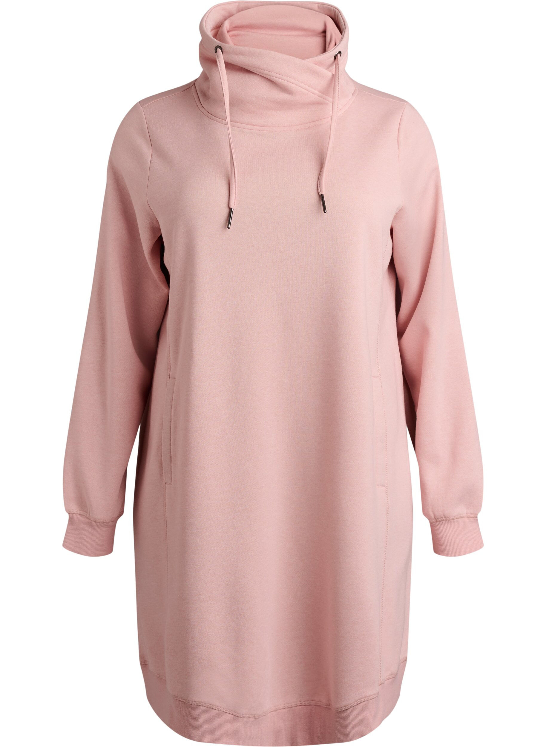 FLASH - Short sweatshirt dress with high collar and pockets