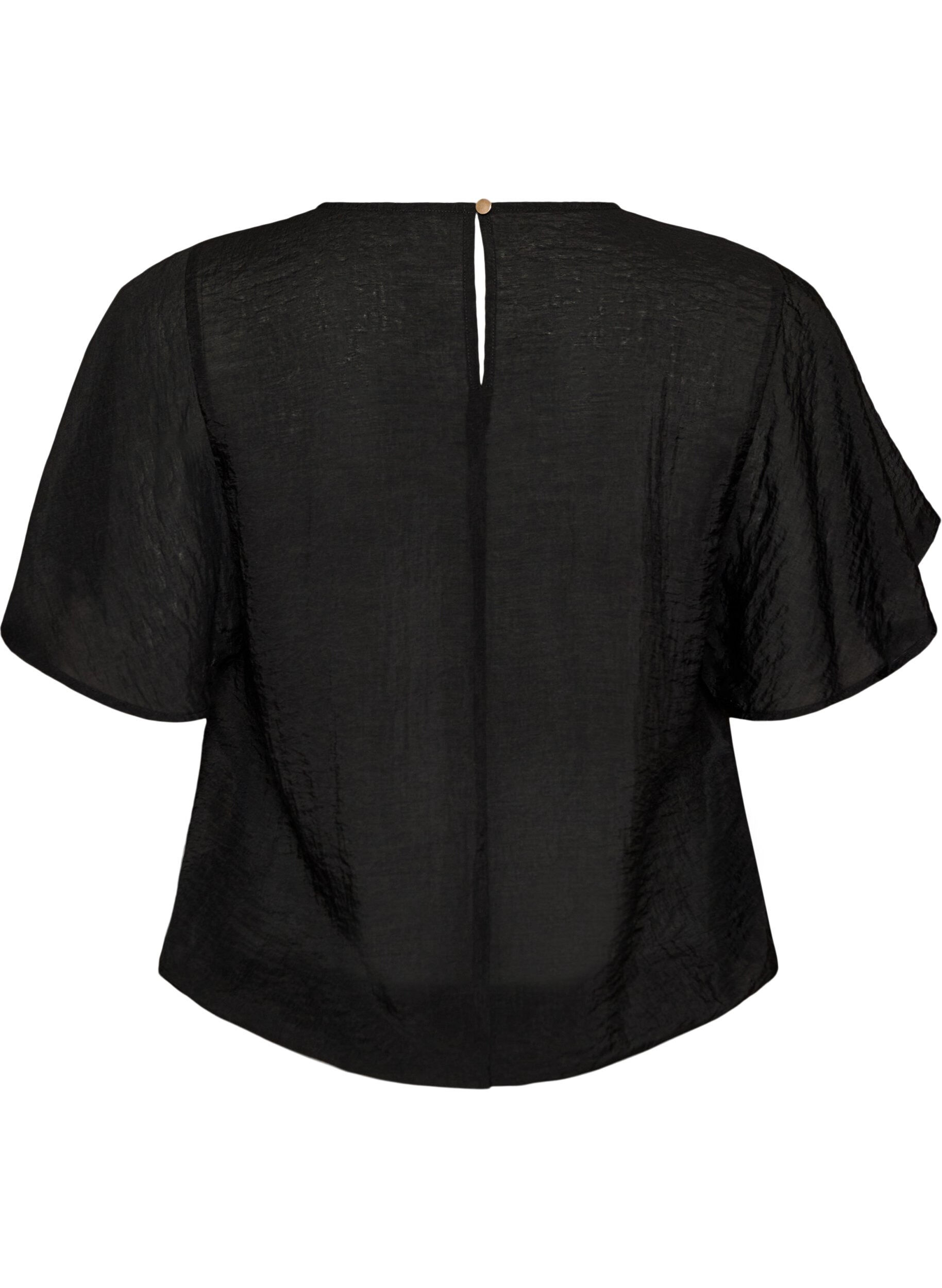 Zizzifashion Blouse with balloon shape and wing sleeves, Black, Packshot image number 1