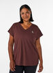 Loose training t-shirt with v-neck, Brown, Model image number 1