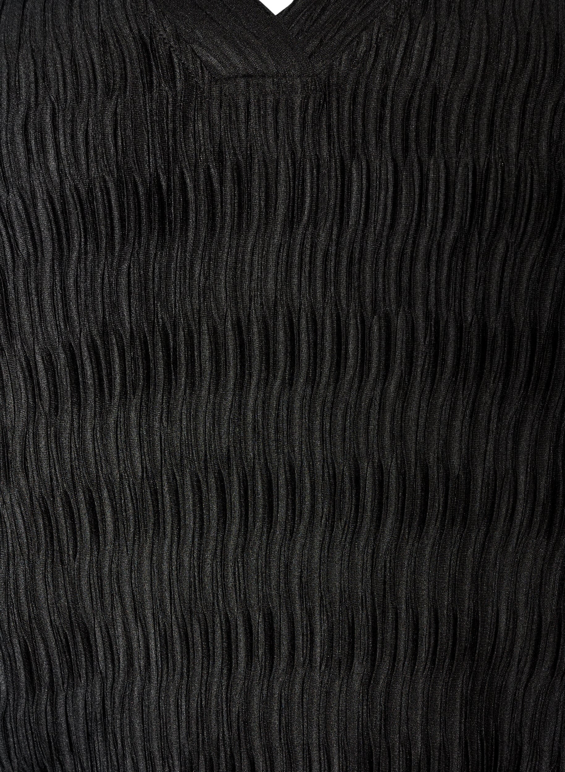 ZizzifashionBlouse with wavy texture and balloon shape, Black, Packshot image number 2