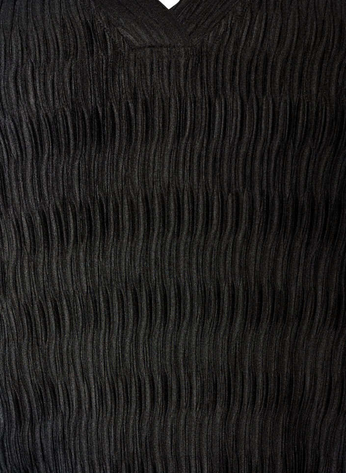 Blouse with wavy texture and balloon shape, Black, Packshot image number 2