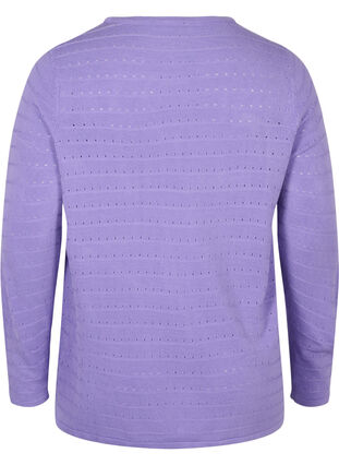 Knitted blouse with textured pattern and round neck, Paisley Purple, Packshot image number 1