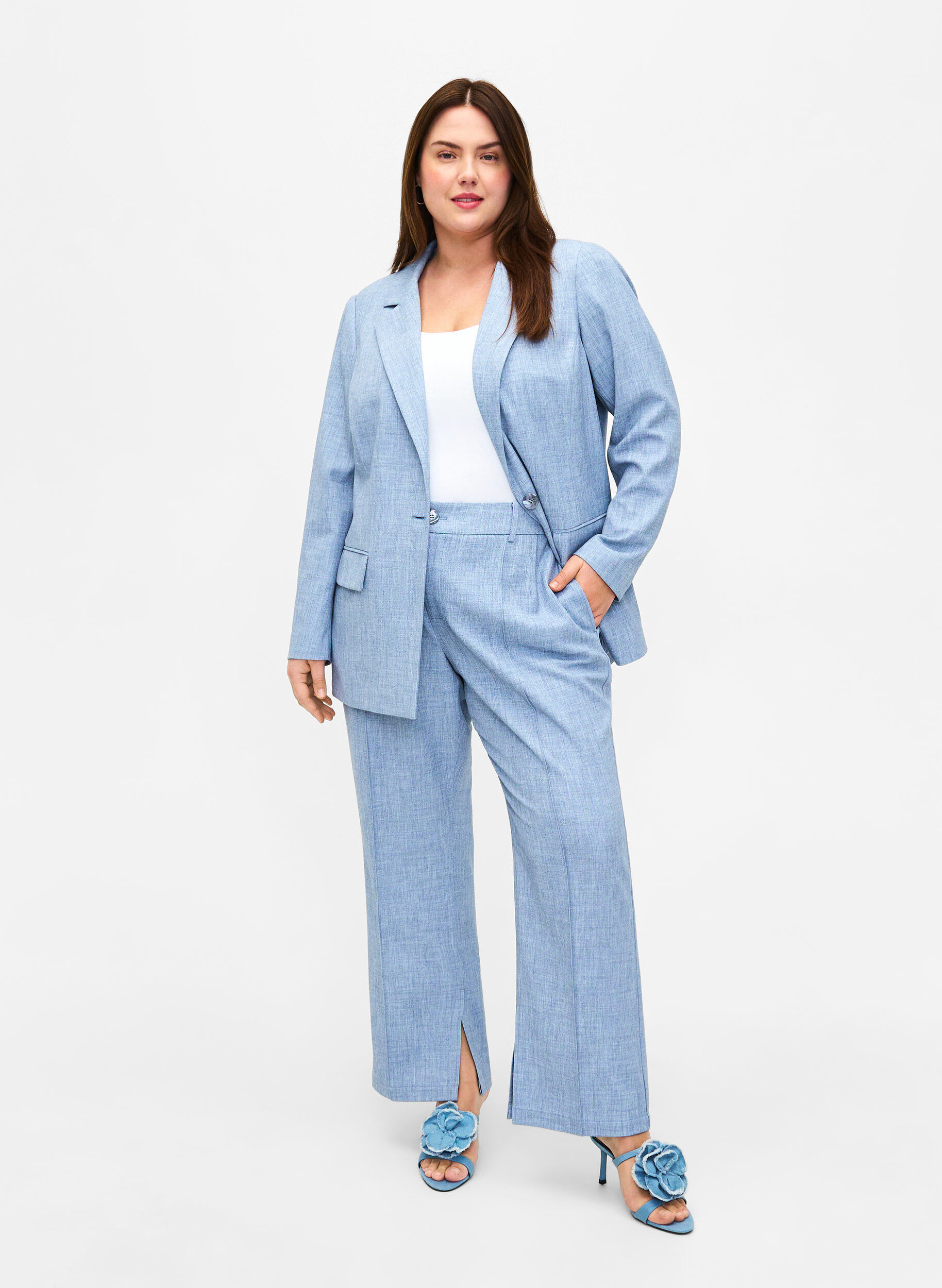 Zizzifashion Melange blazer with button closure, Infinity , Model image number 2