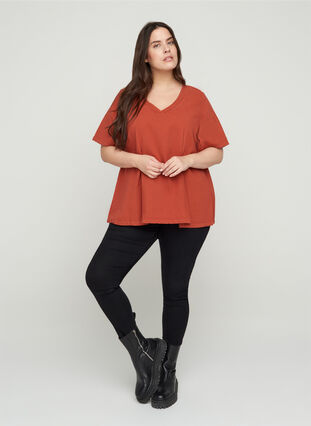 Short-sleeved blouse in cotton, Arabian Spice, Model image number 2