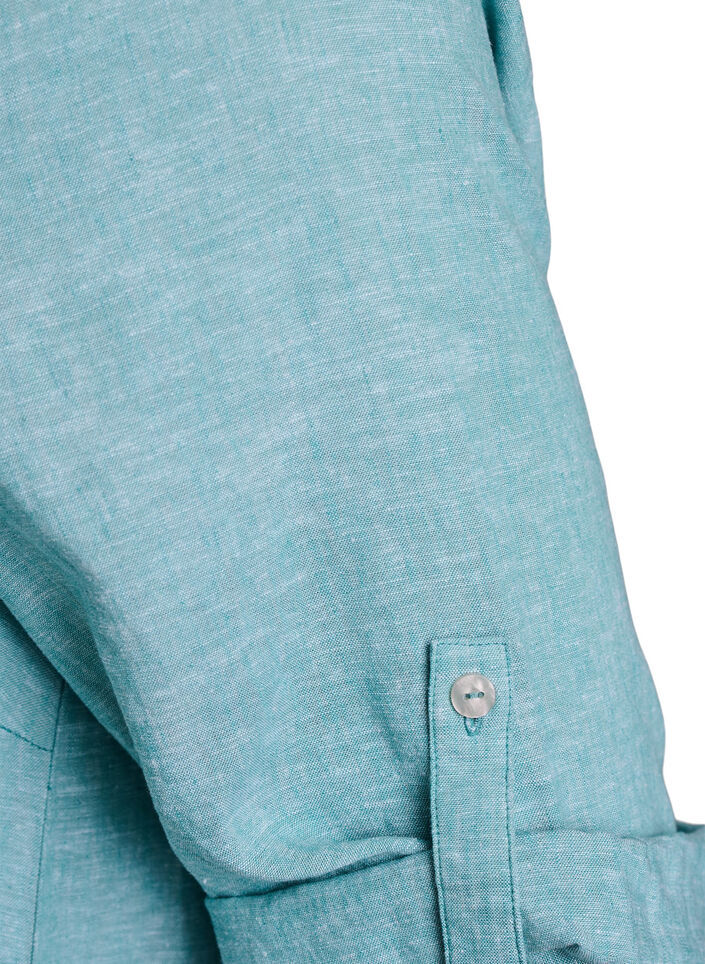 Linen and viscose tunic with A-shape, Green, Packshot image number 3