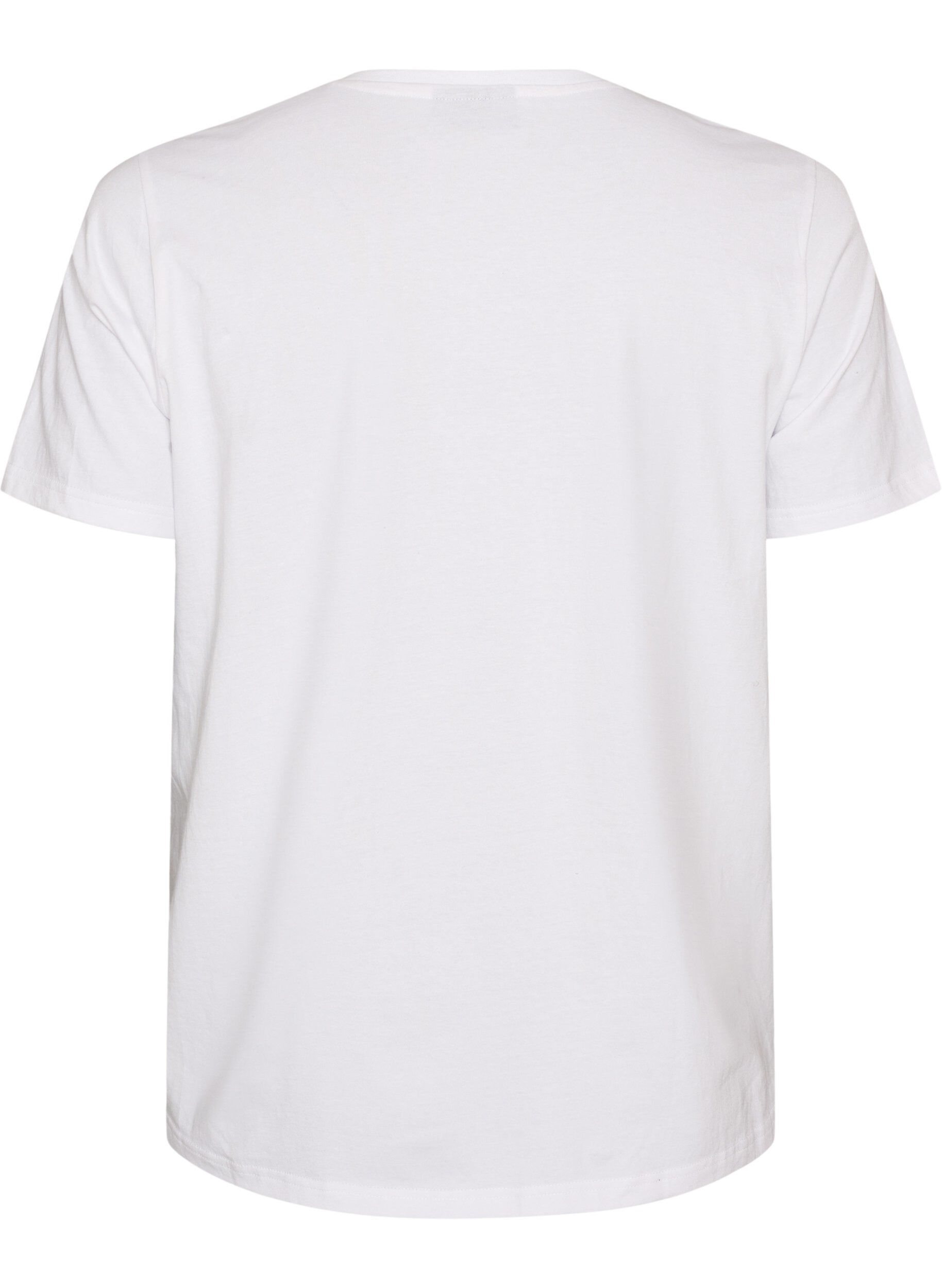 ZizzifashionOrganic cotton T-shirt with front print, White, Packshot image number 1