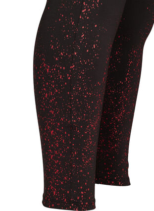 Cropped sports leggings with print details, Red Splash, Packshot image number 2