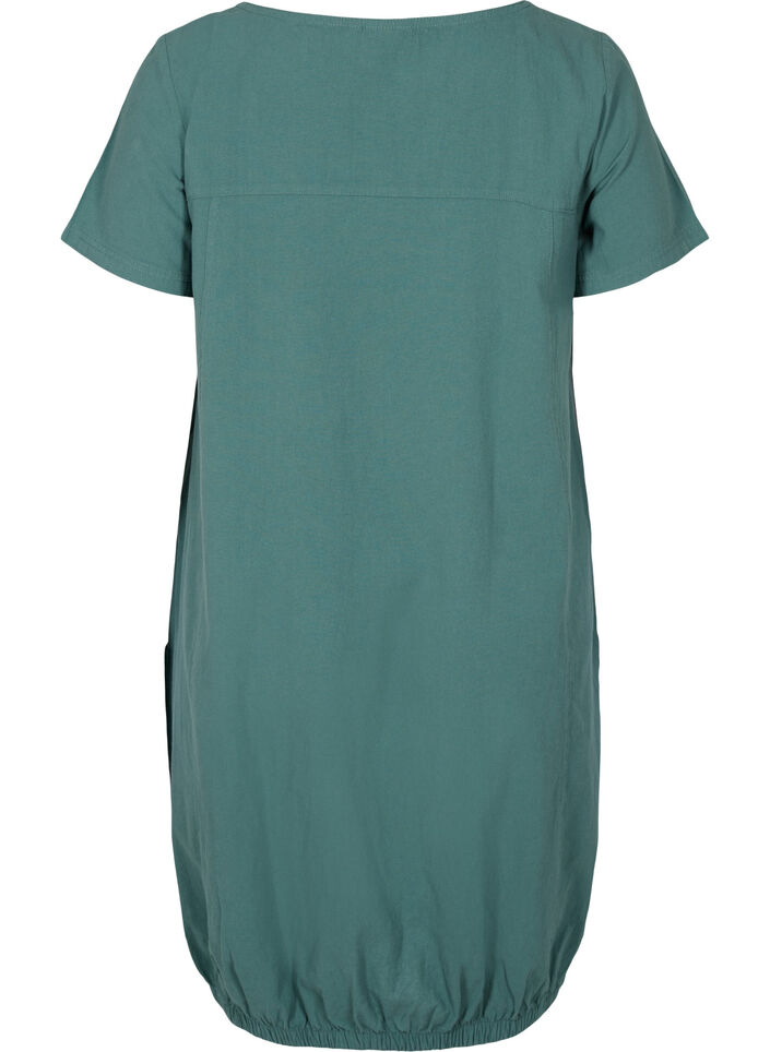 Short-sleeved cotton dress, Green, Packshot image number 1