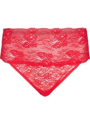 High-waisted lace g-string, True Red , Packshot image number 0