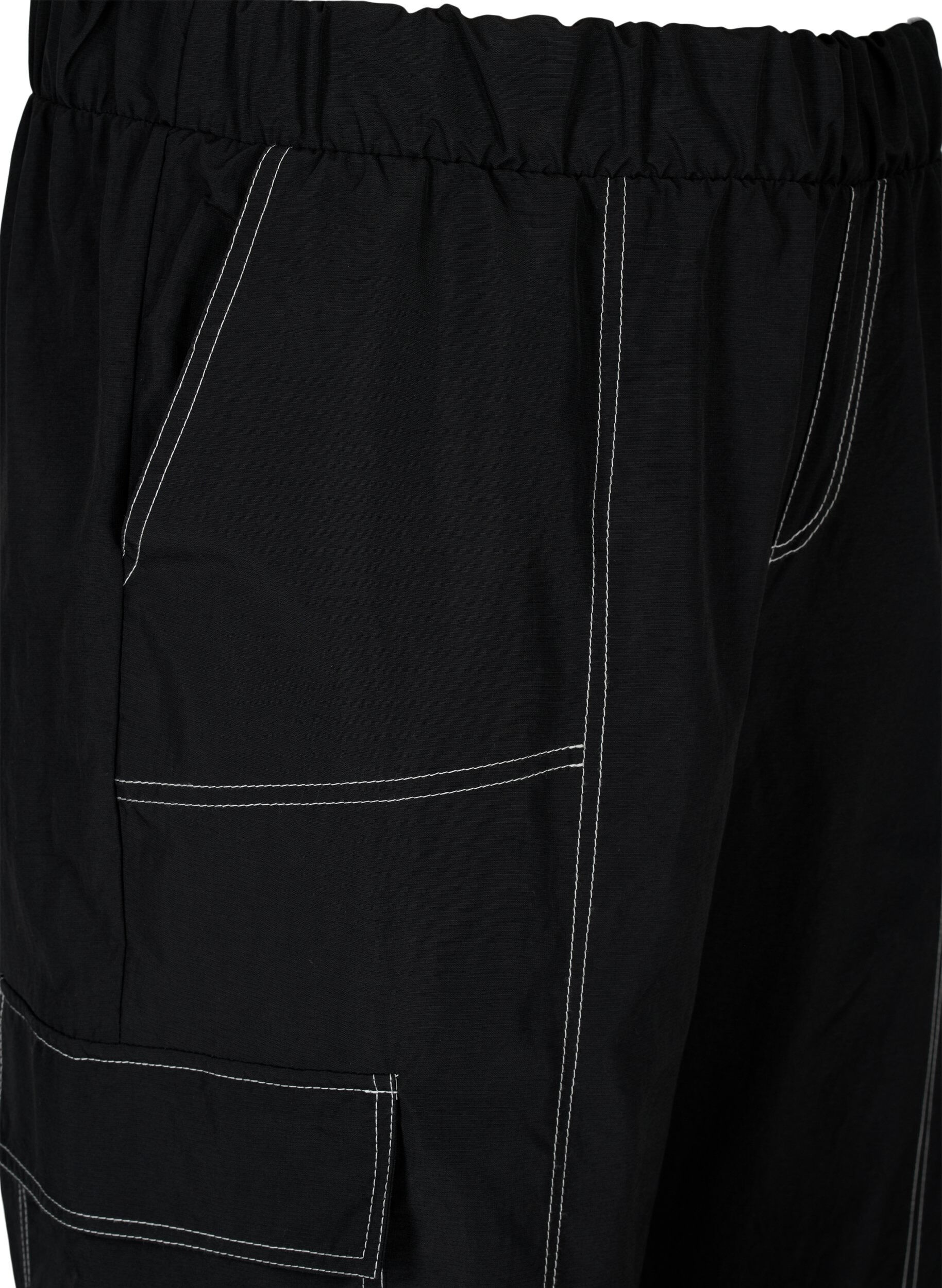 Zizzifashion Cargo trousers with contrast stitching, Black, Packshot image number 2