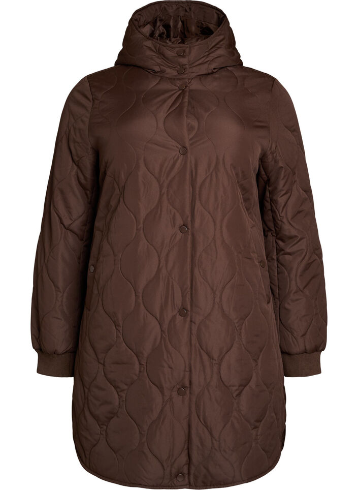 Mid-length quilted jacket with a hood, 1682, Packshot image number 0