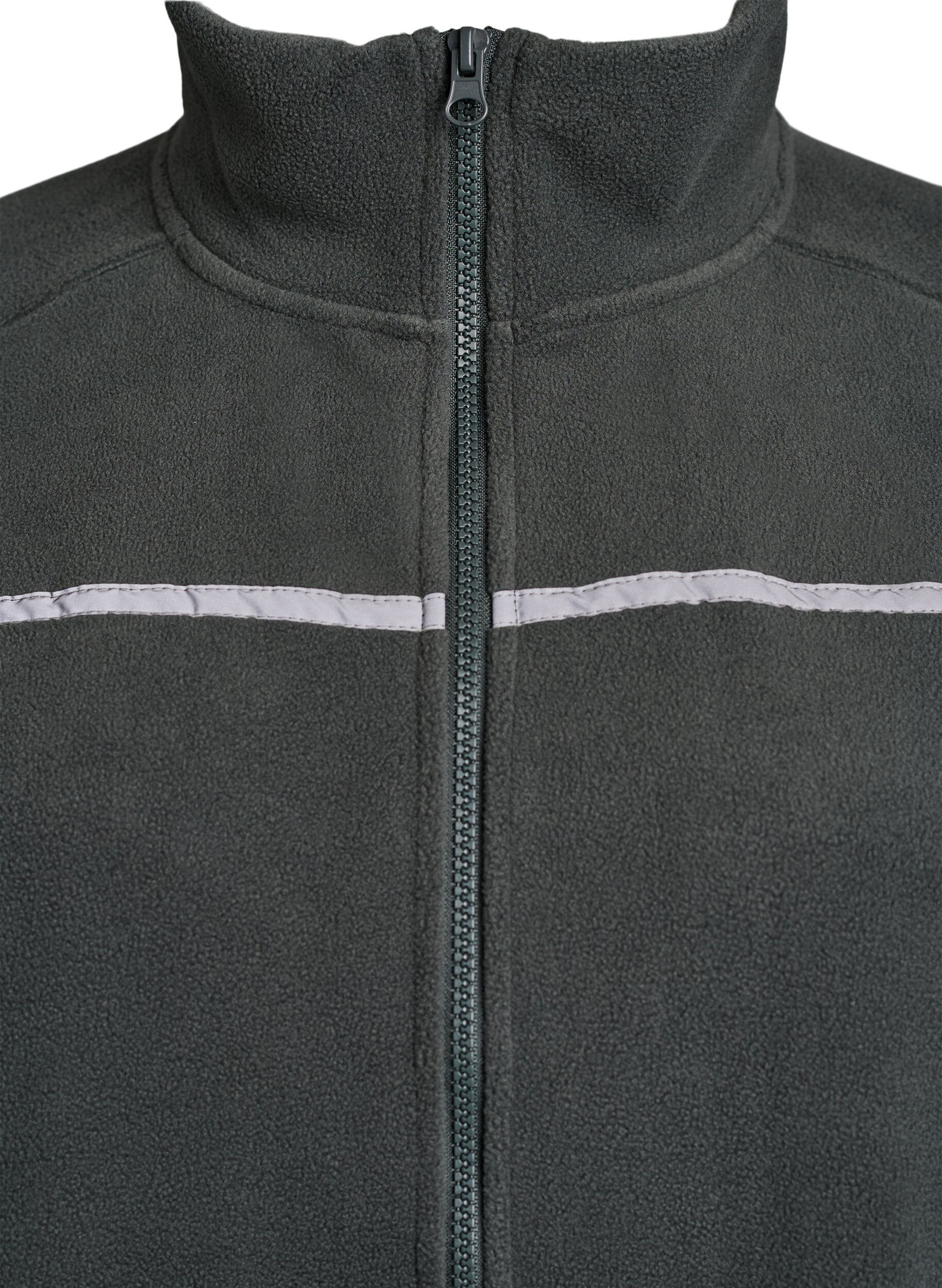 Zizzifashion Fleece jacket with zip and reflective tape, Green, Packshot image number 2