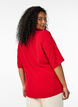 Short-sleeved blouse with V-neck, Red, Model image number 2