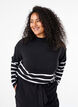 High neck, long-sleeved blouse, Black, Model image number 0