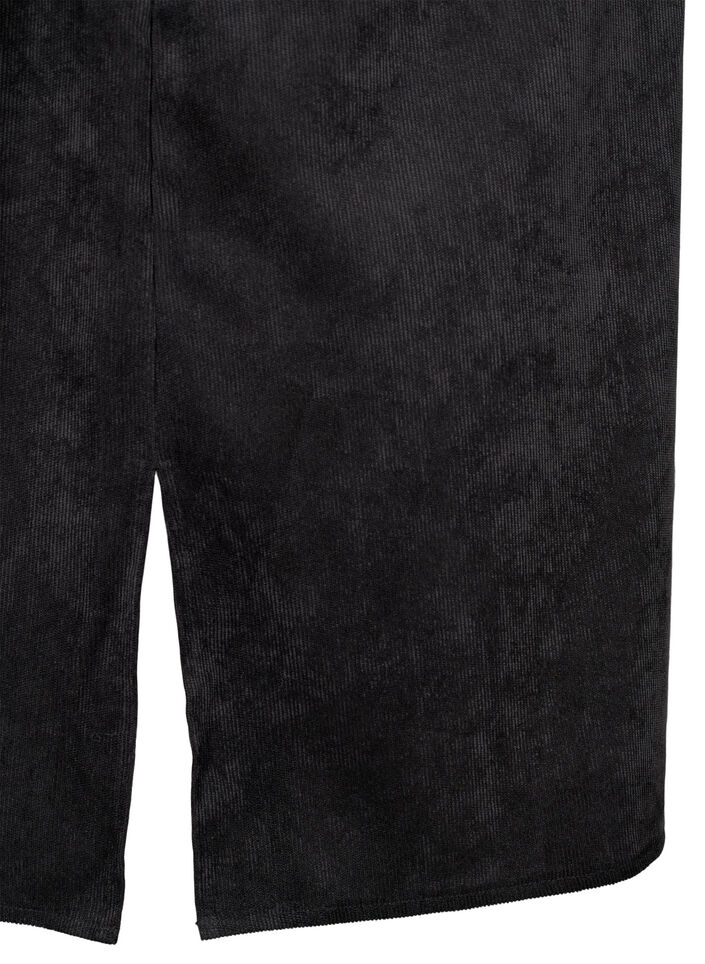 Corduroy dress with 3/4 sleeves and buttons, Black, Packshot image number 2
