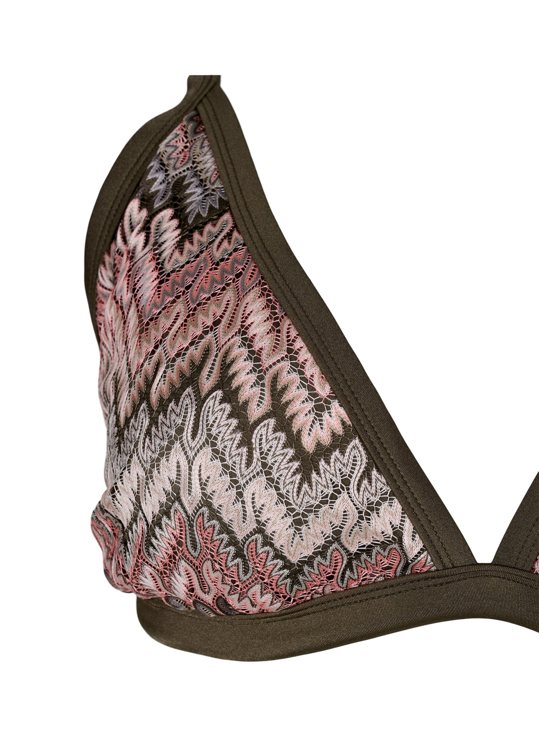 Zizzifashion Patterned triangle bikini top, Beech AOP, Packshot image number 2