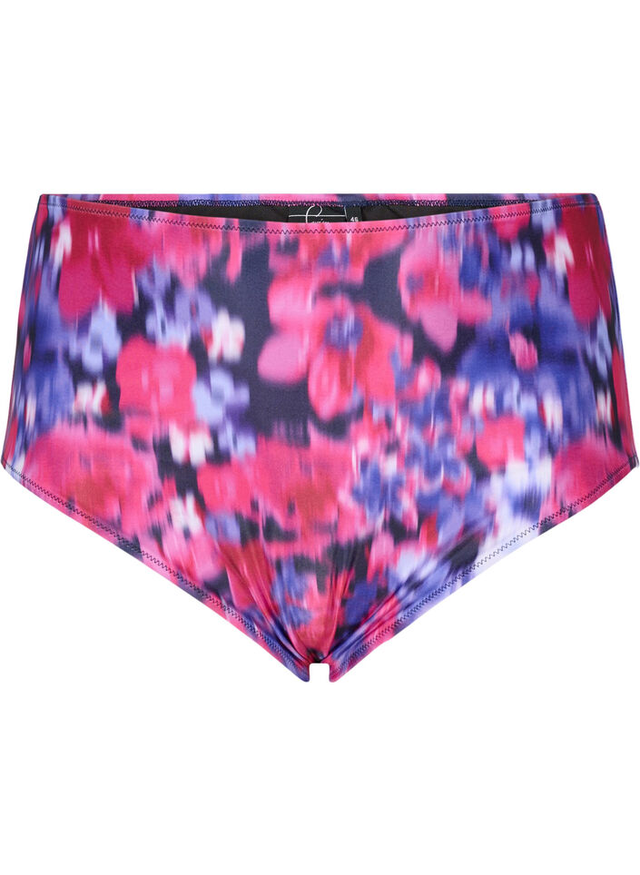 Bikini bottom with print and high waist, Pink, Packshot image number 0