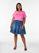 Organic cotton T-shirt with a varsity print and V-neck, Rose, Model image number 1