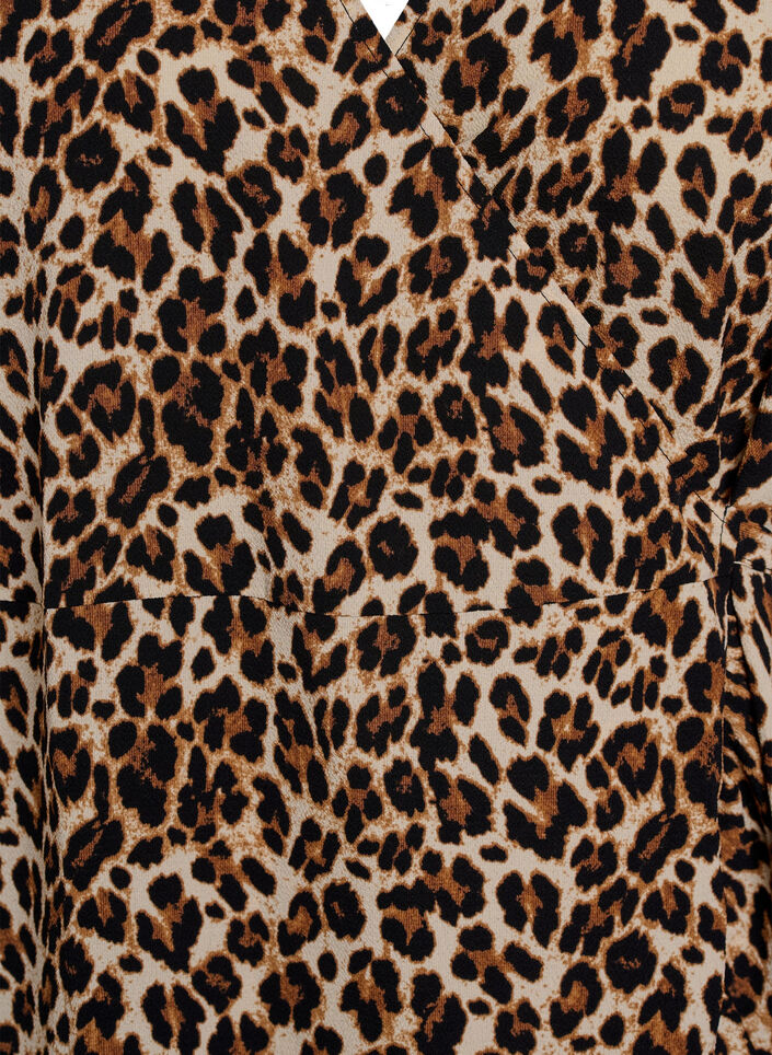 Printed wrap dress with short sleeves, Brown, Packshot image number 2