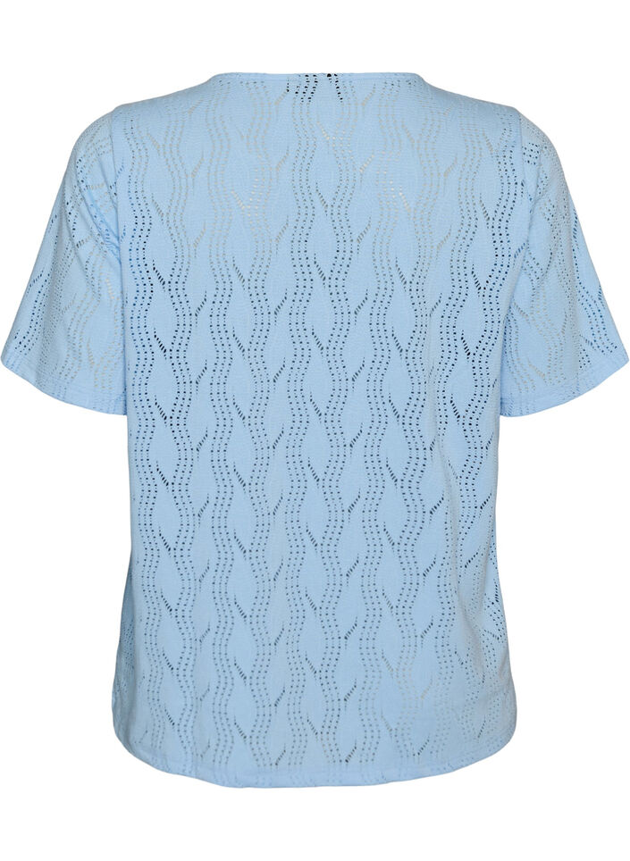 Jersey t-shirt with eyelet embroidery, Light Blue, Packshot image number 1