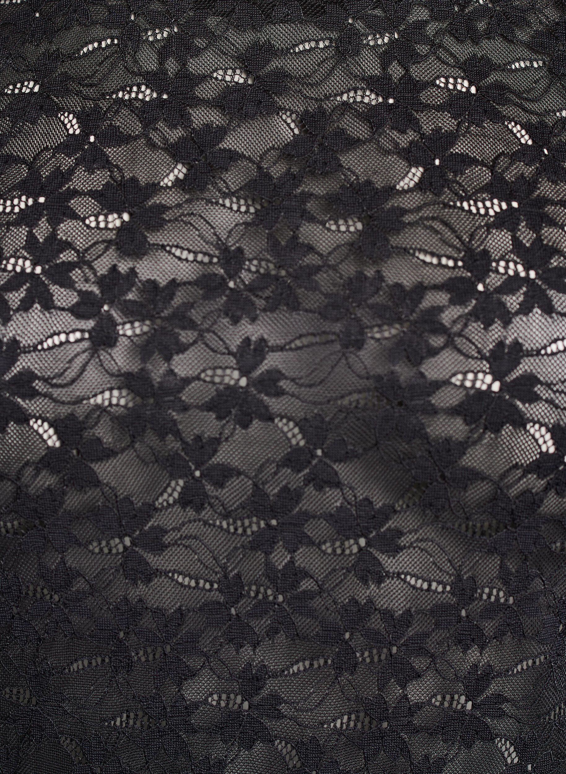 Zizzifashion Lace blouse with round neck and slim fit, Black, Packshot image number 2