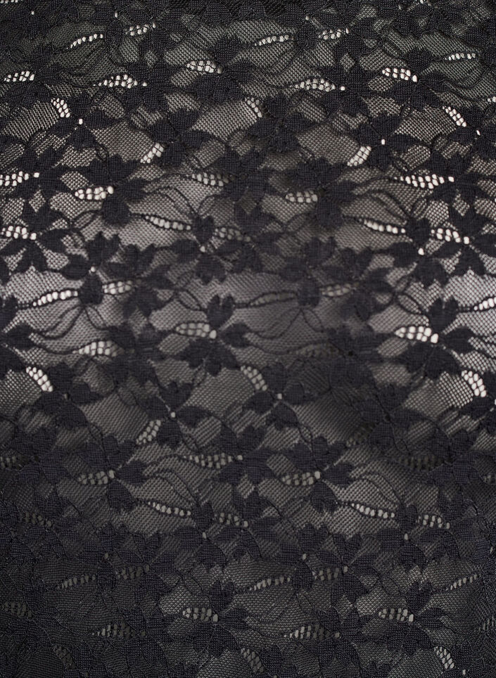 Lace blouse with round neck and slim fit, Black, Packshot image number 2