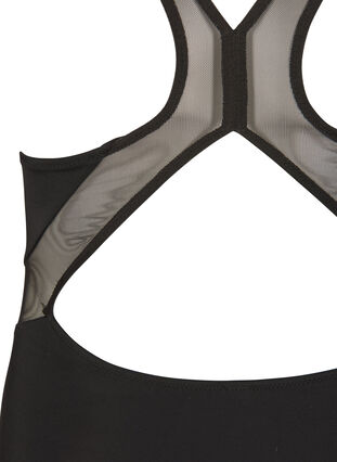 Swimsuit with round neck and mesh, Black, Packshot image number 3