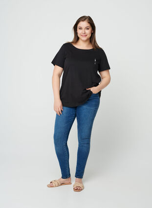 Short-sleeved cotton t-shirt, Black w. Love, Model image number 2