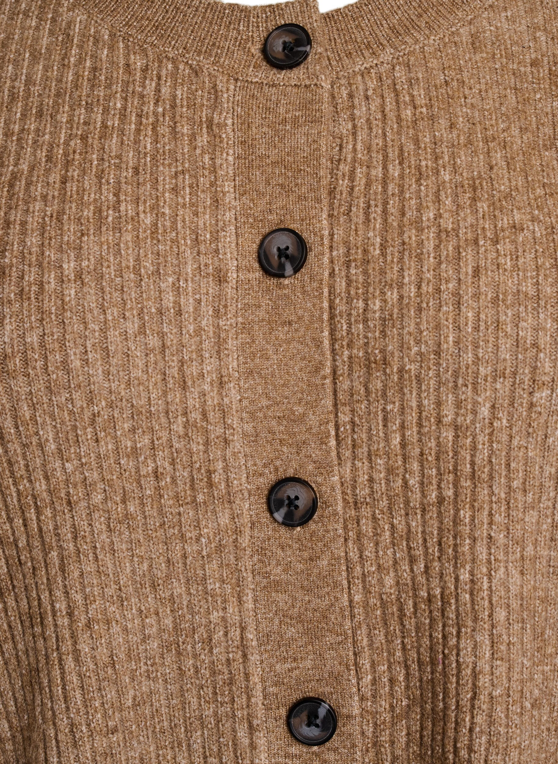 Zizzifashion Rib knit cardigan with buttons, Brown, Packshot image number 2