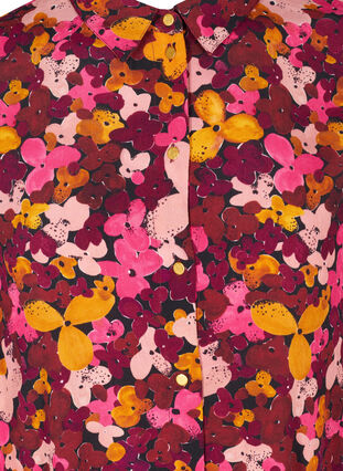 Long-sleeved, floral viscose tunic, Hot Pink Flower, Packshot image number 2