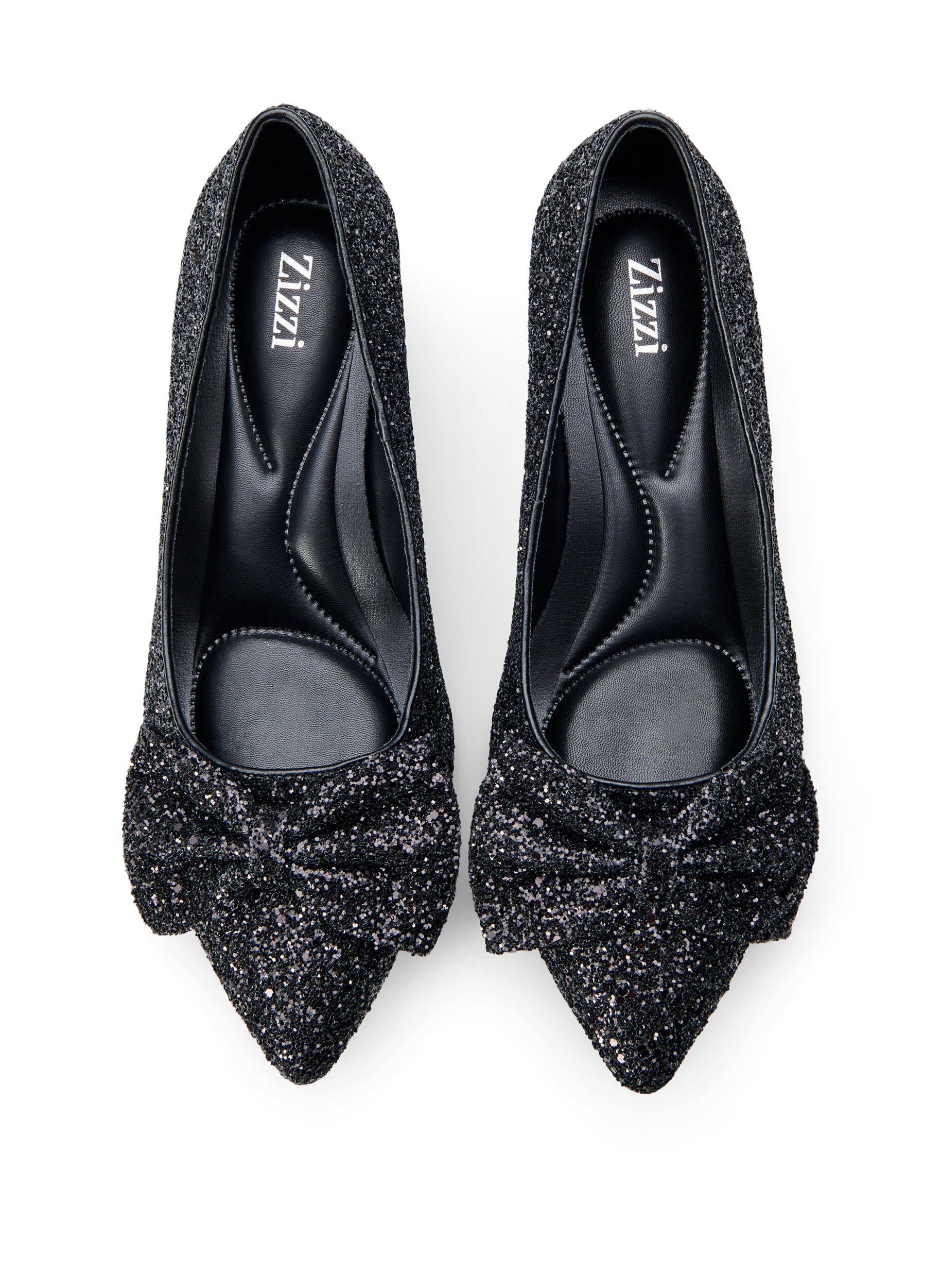 Zizzifashion Wide fit - Glitter pump with bow, Black, Packshot image number 2