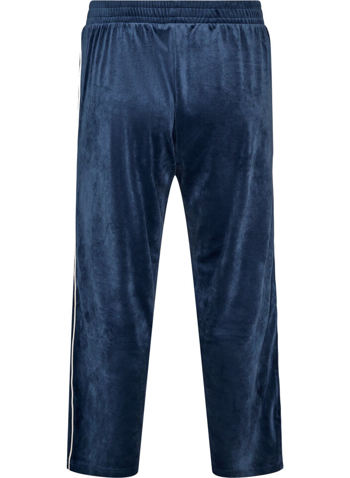 Velour trousers with contrast piping, Blue, Packshot image number 1