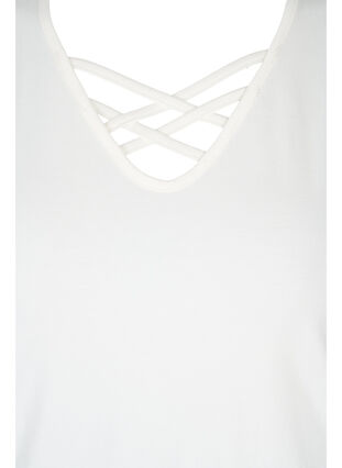 V-neck top with cross details, Warm Off-white, Packshot image number 2
