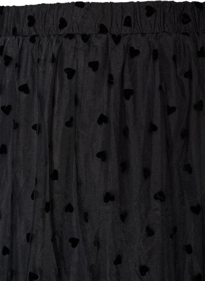 Midi tulle skirt with hearts, Black, Packshot image number 2