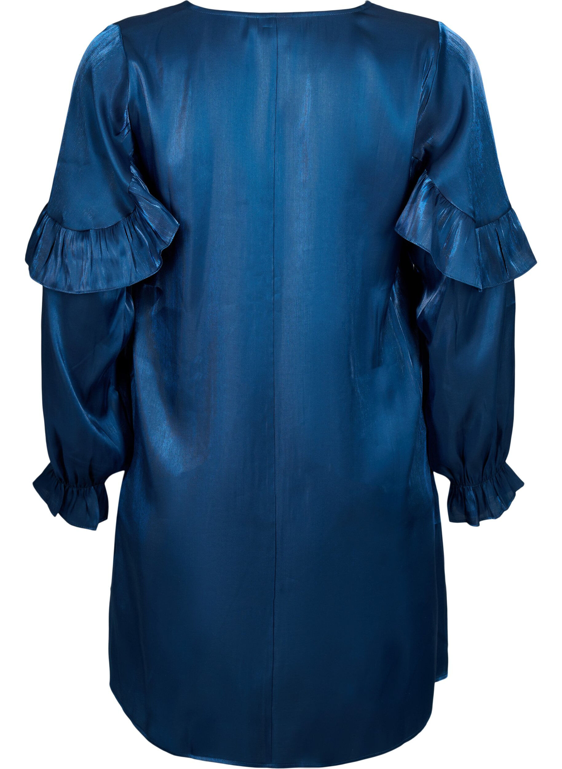 Zizzifashion Viscose dress with v-neck and frills, Titan, Packshot image number 1