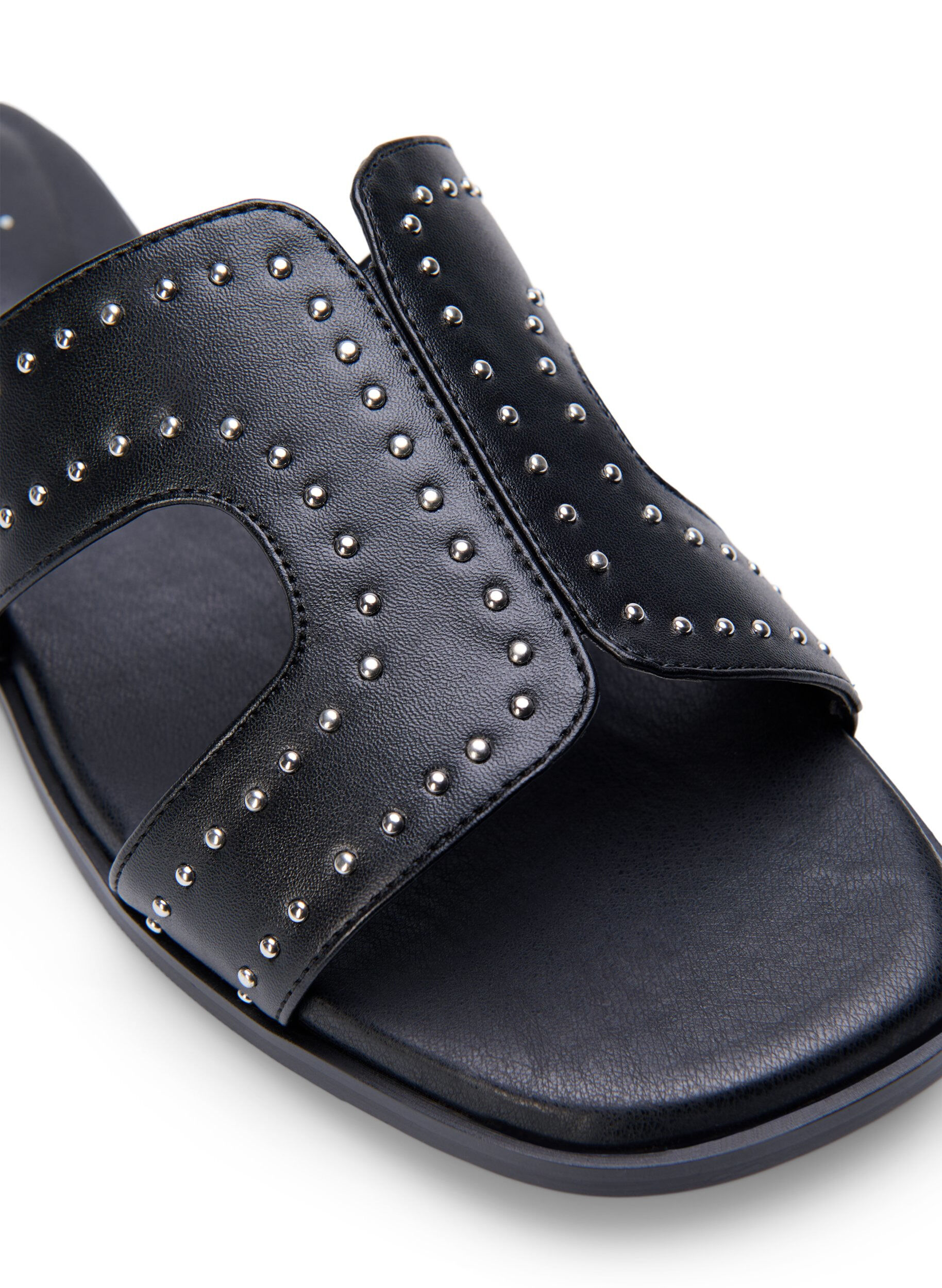Zizzifashion Wide fit - Flat sandals with studs, Black, Packshot image number 3