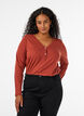 Long-sleeved t-shirt with V-neck and buttons, Brown, Model image number 0