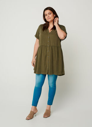 Short-sleeved lyocell tunic, Ivy green, Model image number 2
