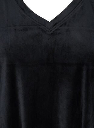 Velour dress with long puff sleeves, Black, Packshot image number 2