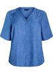 V-neck shirt blouse with short sleeves, Blue, Packshot image number 0