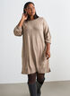 Short knitted dress with raglan sleeves and a centre seam, Beige, Model image number 0