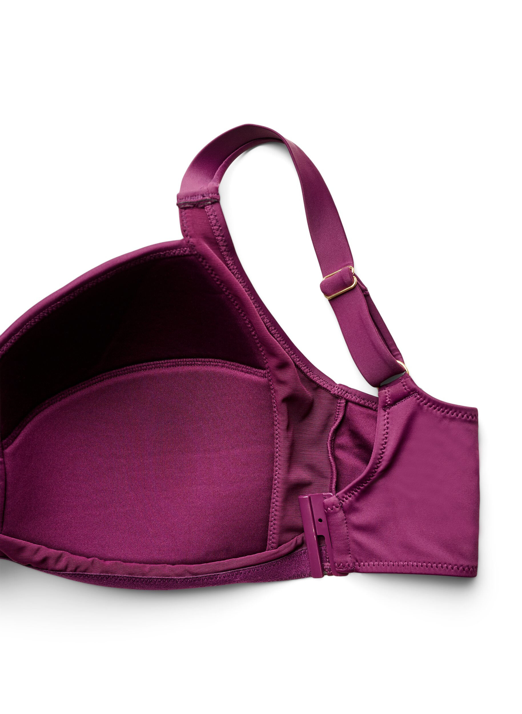 Zizzifashion Padded bikini top with ring detail, Purple, Packshot image number 3