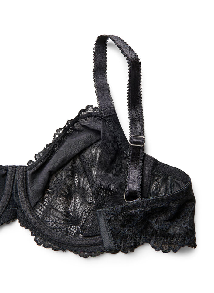 Full coverage lace bra with underwire, Black, Packshot image number 3