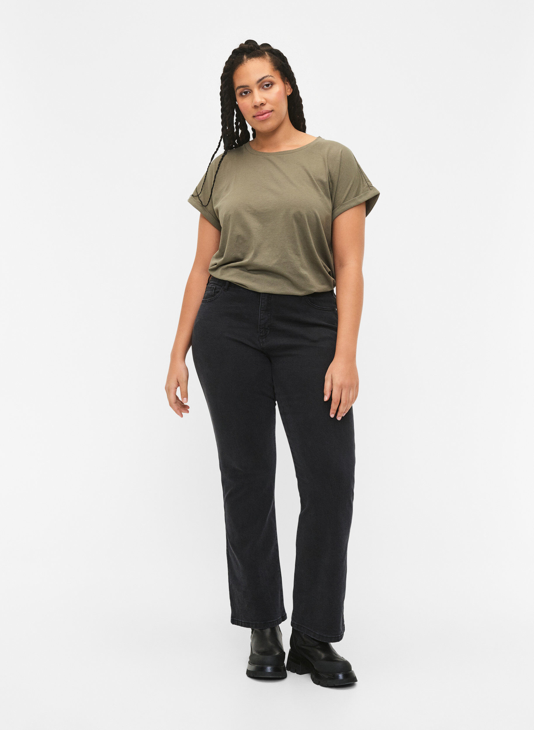 Zizzifashion 2-pack short-sleeved t-shirts, Green, Model image number 1