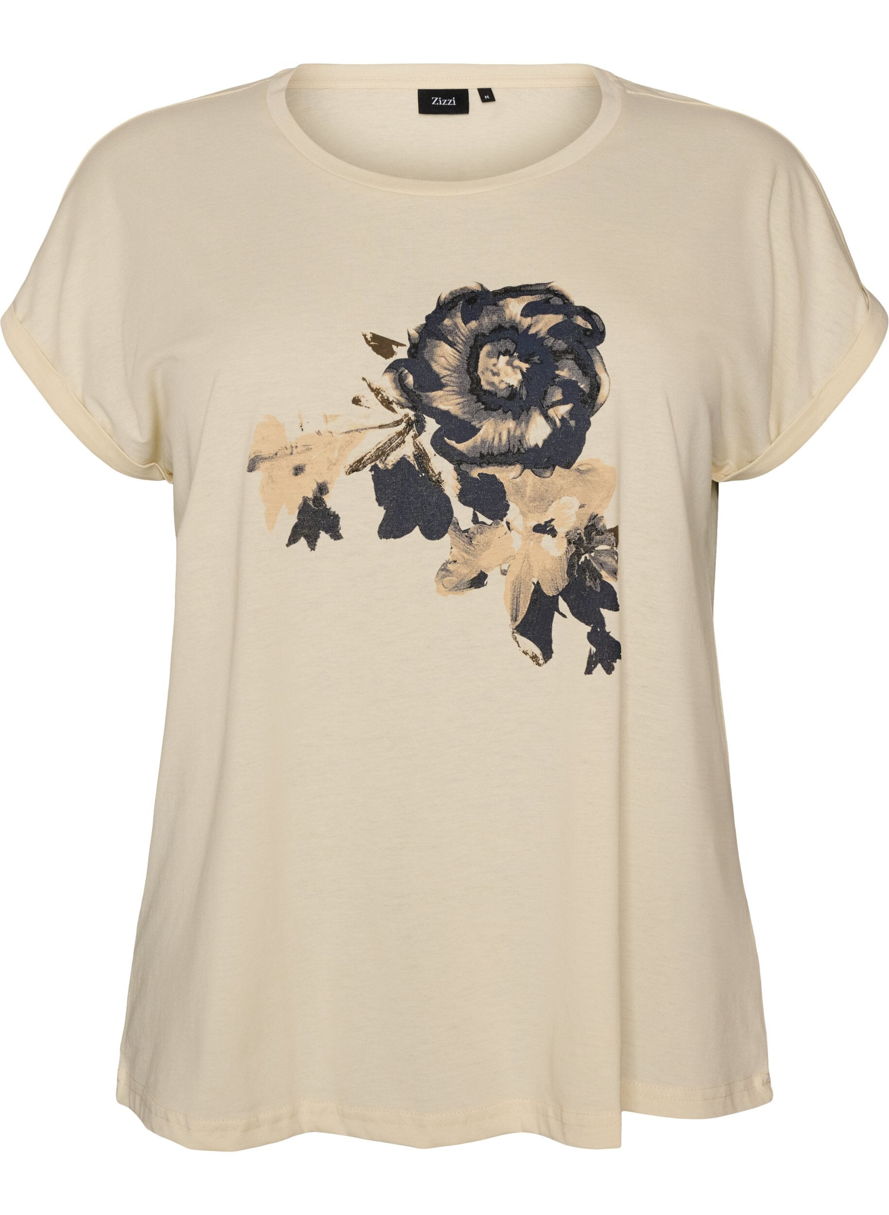 ZizzifashionT-shirt with decorative front print, Vanilla, Packshot image number 0