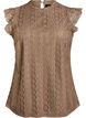 Lace top with ruffle details, Brown, Packshot image number 0