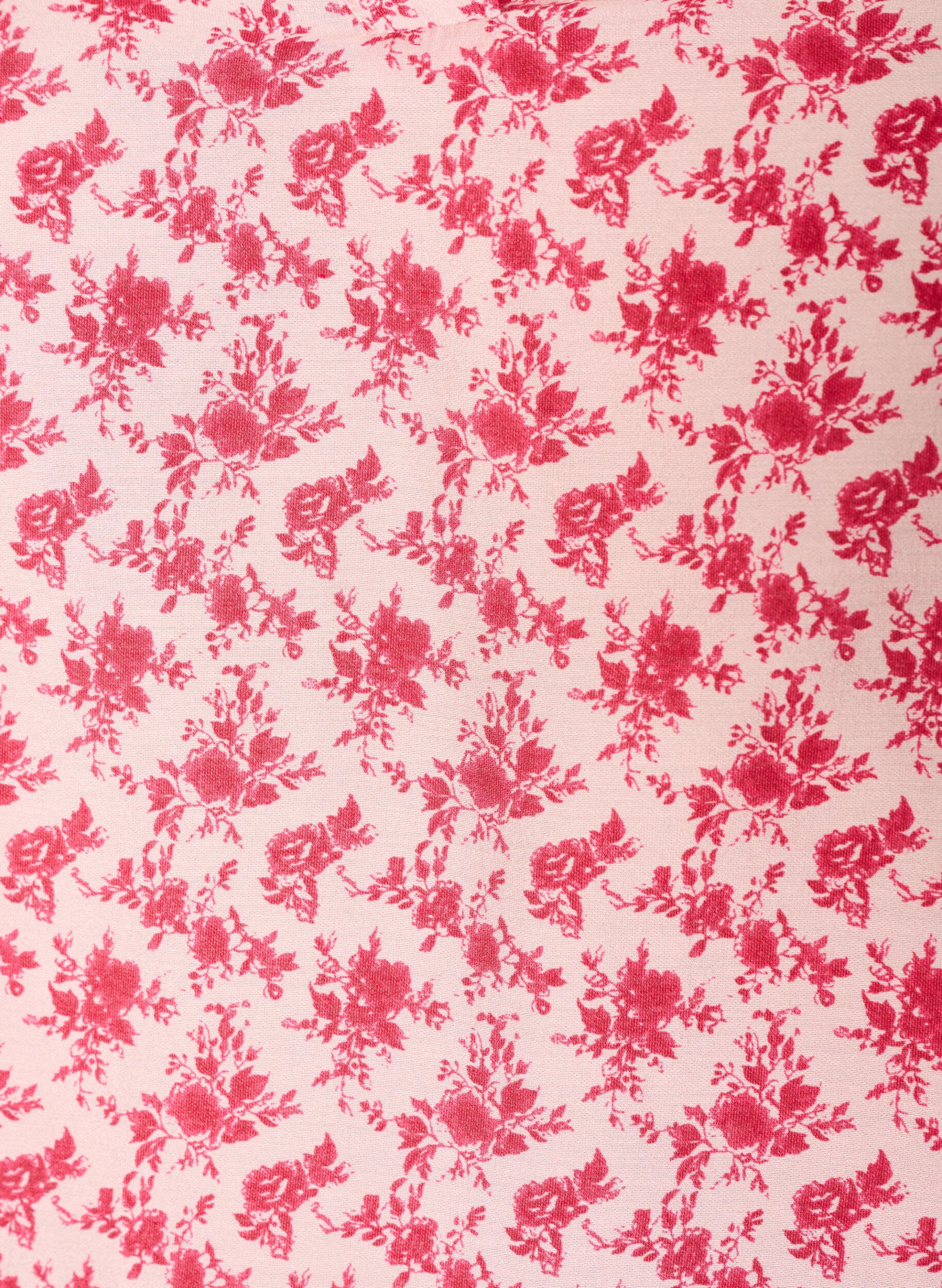 Zizzifashion Floral viscose blouse with balloon sleeves, Red, Packshot image number 2