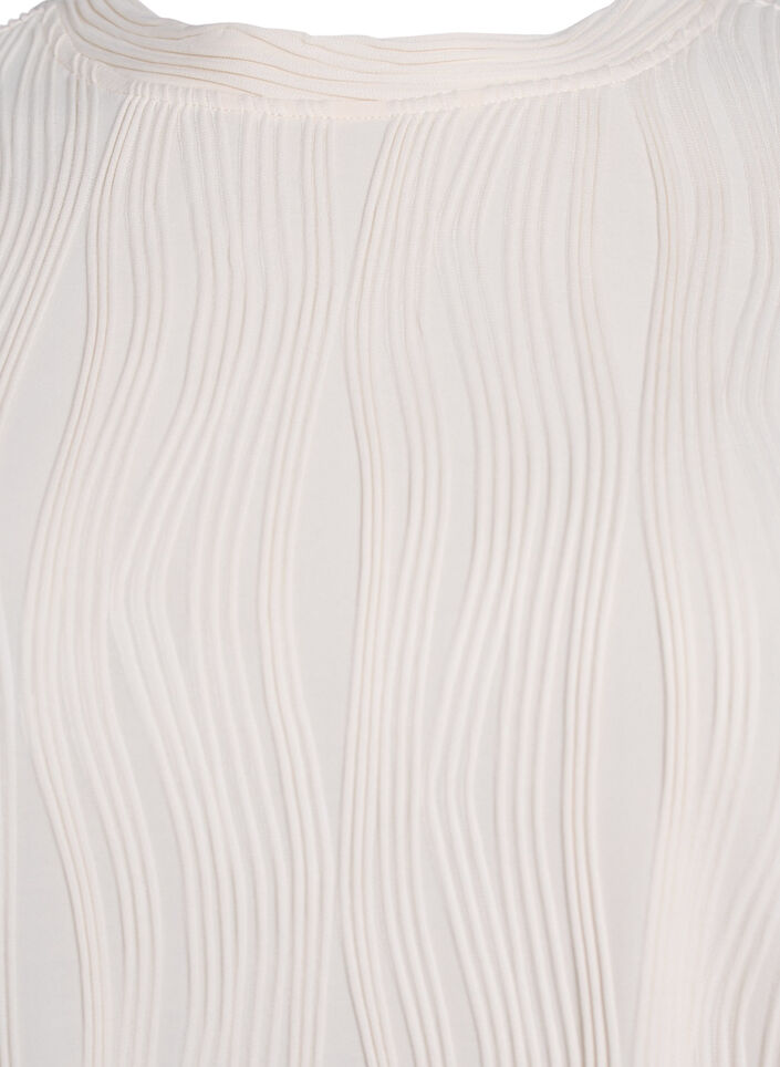 Blouse with short sleeves and a wavy texture, Beige, Packshot image number 2